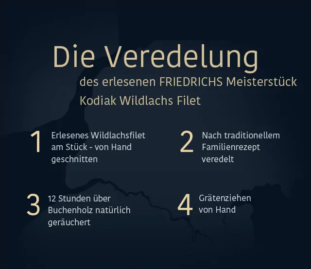 Die Veredelung des erlesenen FRIEDRICHS Meisterstück Kodiak Wildlachs Filet